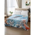 thumbnail image 2 of Blue Coastal Jellyfish Full Size Flat Sheet, Wrinkleproof & Fadeproof Cooling Flat Bed Sheet Only, Summer Beach Starfish Botanical Breathable Soft Bedding Top Sheets 81 x 96 Inches, 2 of 8