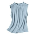 thumbnail image 5 of JHHLSF Casual Women's Silk Satin Tank Tops With Lace Trim Versatile Blouses For Spring And Summer Stylish Sleeveless Shirts Light Blue,L, 5 of 5