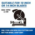 thumbnail image 2 of 10-Inch Chop Saw Blade, 52-Teeth Cermet Carbide Tipped Cold Cut Saw Blade, Thin Kerf, 1-Inch Arbor, Professional Metal Cutting Blade for Steel, Angle Iron, Threaded Rod & More, 2 of 8