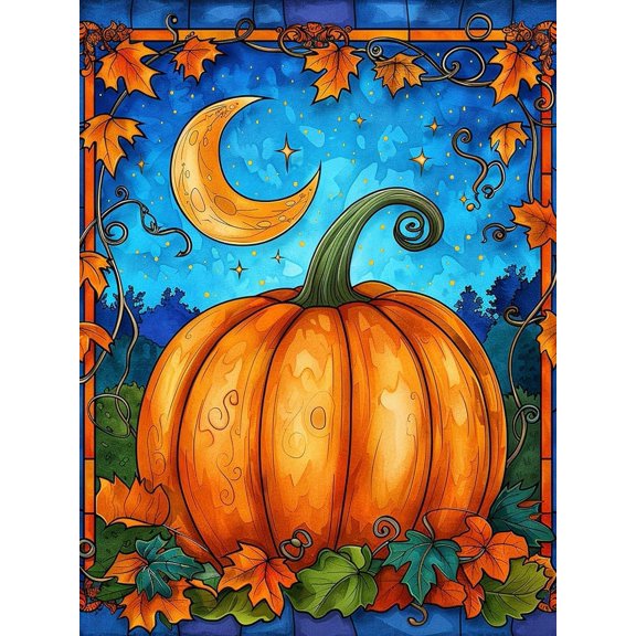DIY 5D Diamond Painting Kit (For Adults) Diamond Painting "Halloween Pumpkin" - Full Diamond Crystal Rhinestone Embroidery Craft Kit, Can Be Used As Gift, Wall Decoration