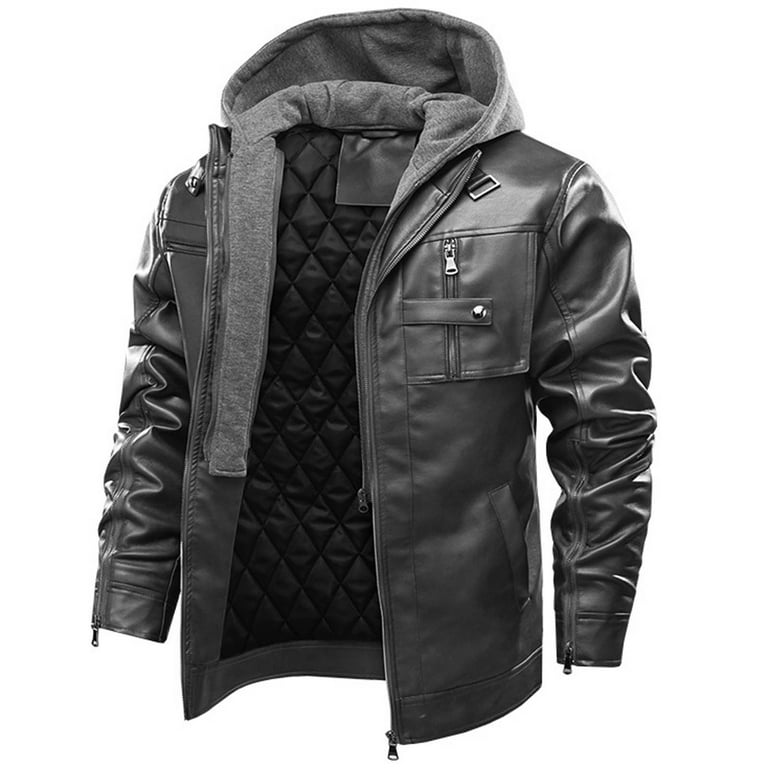 Leather jacket shop with cotton sleeves