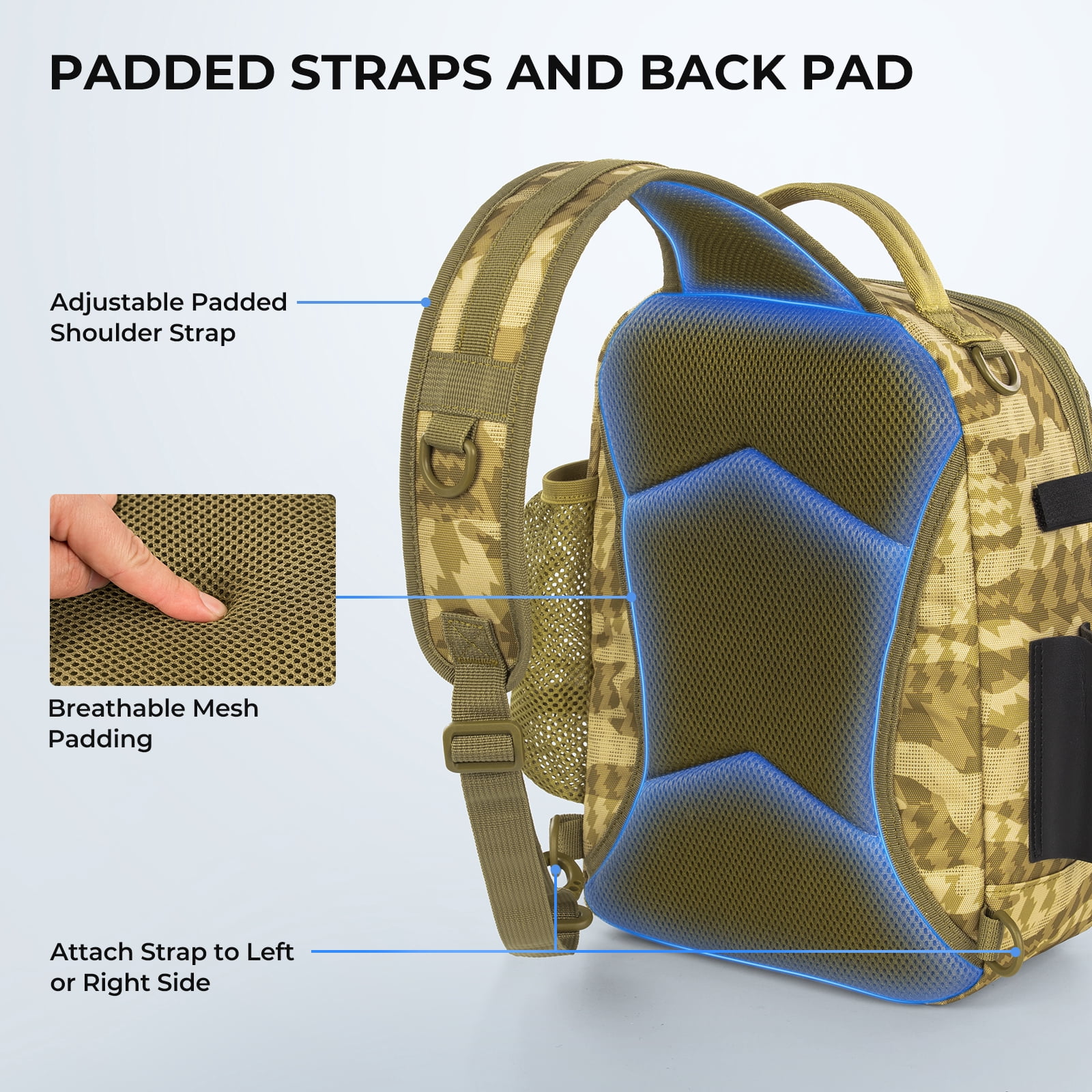 KastKing  Fishing Sling Bag, Fishing Backpack with Rod & Beverage Holder, Tackle Bag for Fishing Gear- BaitSpace