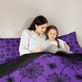 thumbnail image 4 of Manfei Spider Webs 7pcs Bedding Comforter Set,Spooky Halloween Queen Bedding Sets,Black Purple Queen Sheet Sets For Boys Kids,Luxury Bedroom Decor Reversible, 4 of 8