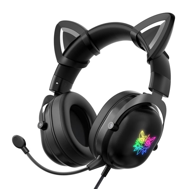 Onikuma computadora con cable auriculares auriculares auriculares 360 grados girando auriculares omnidireccional bajo demora de escritorio accesorio accesorio negro kenally EL005815-01B