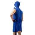 thumbnail image 4 of uublik Men's Hooded Sleeveless Robes Bathrobes Mesh Sleepwear Pajamas Excluding Shorts Blue, 4 of 4