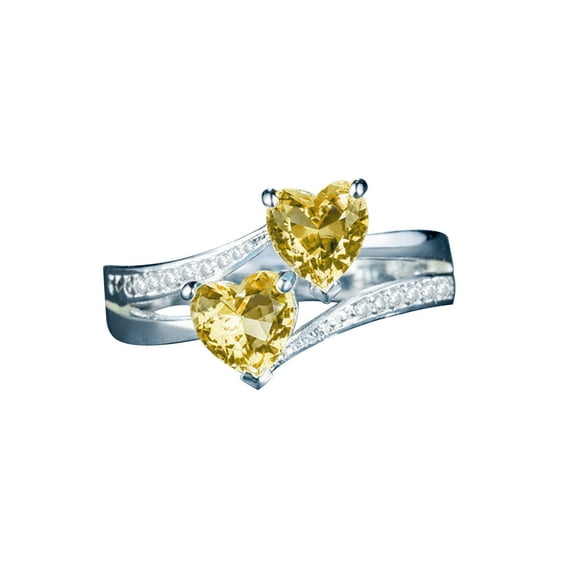 Anillo de circón Anillo en forma de corazón doble Anillo de bodas de compromiso Joyas de aleación Wmkox8yii fajkfhkj2000
