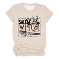thumbnail image 4 of Beige Casual Women's Tops Crew Neck Halloween Pumpkin Shirt, Spooky Season Tee, Fall Graphic Short Sleeve Tee L, 4 of 4