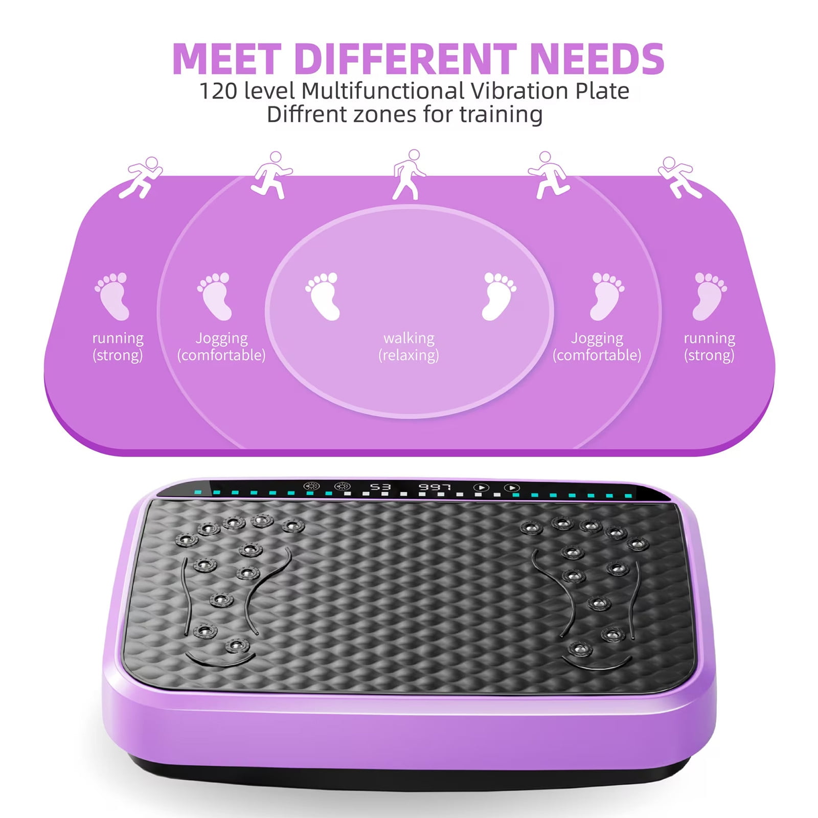 WEGFTDUOP Vibration Plate Exercise Machine with 120 Speed Levels - Vibrate Stand Shake-Whole Body Workout Platform for Weight Loss & Lymphatic Drainage