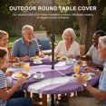 thumbnail image 2 of Round Outdoor Tablecloth with Umbrella Hole and Zipper, Purple Ombre Fitted Table Cover with Elastic Edge for 45-54 Inch, Modern Geometric Moire Abstract Art Waterproof Patio Tablecoths for Picnic, 2 of 9