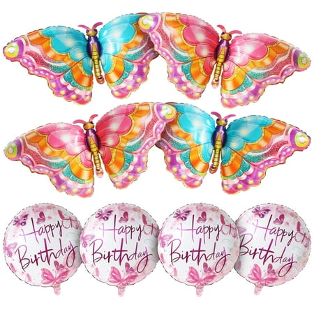 KatchOn, Big, Butterfly PriNst Balloons for Birthday Party - 39 of 8 | Happy Birthday Fairy Balloon | Butterfly Foil Balloons for Butterfly Birthday Decorations | Fairy Party Decorations for Girl