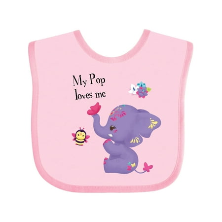 

Inktastic Pop Loves Me Purple Elephant Cute Gift Baby Boy or Baby Girl Bib