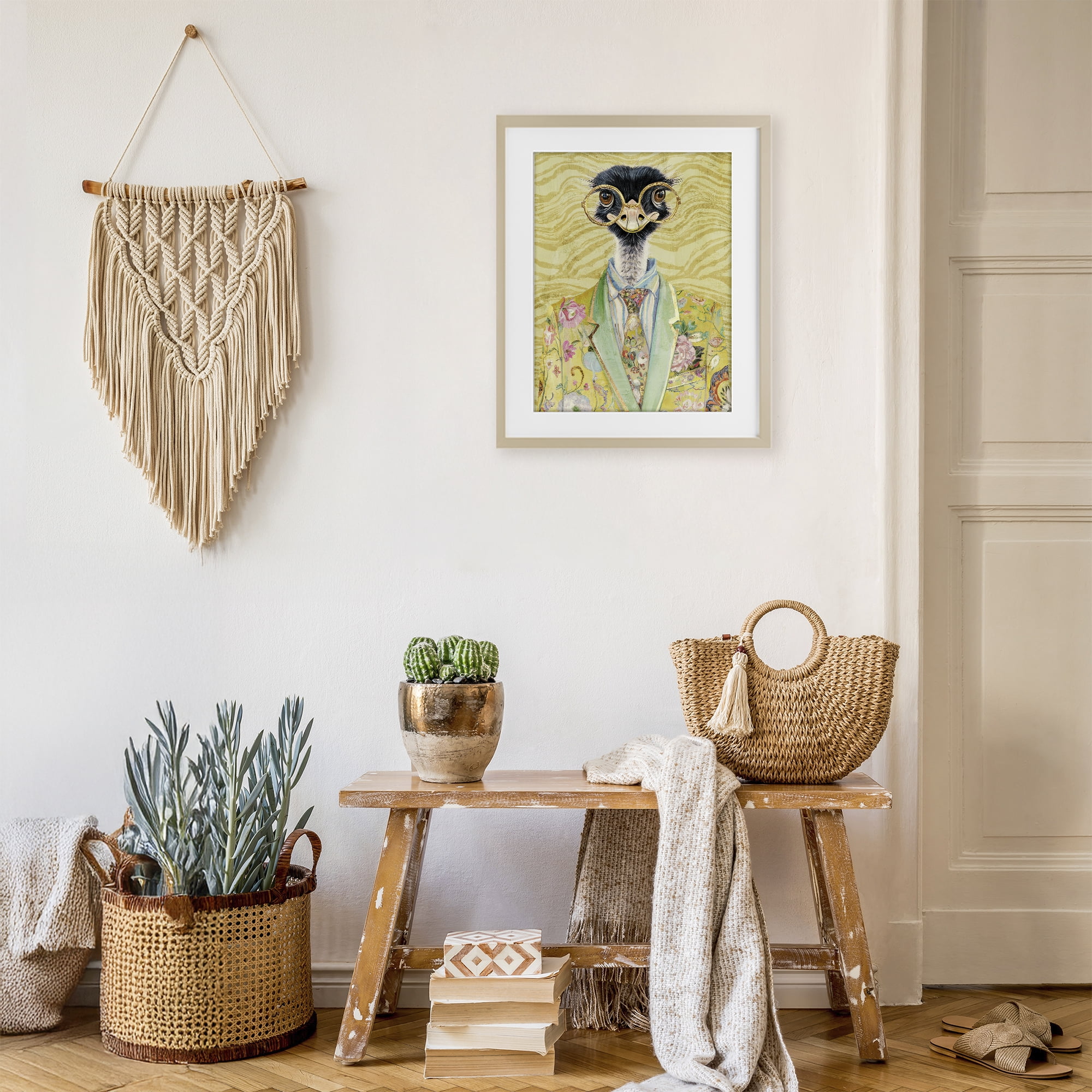 Stupell Industries Dandy Ostrich Portrait Birch Framed Print Under Glass, design by Svetlana Aleynikova