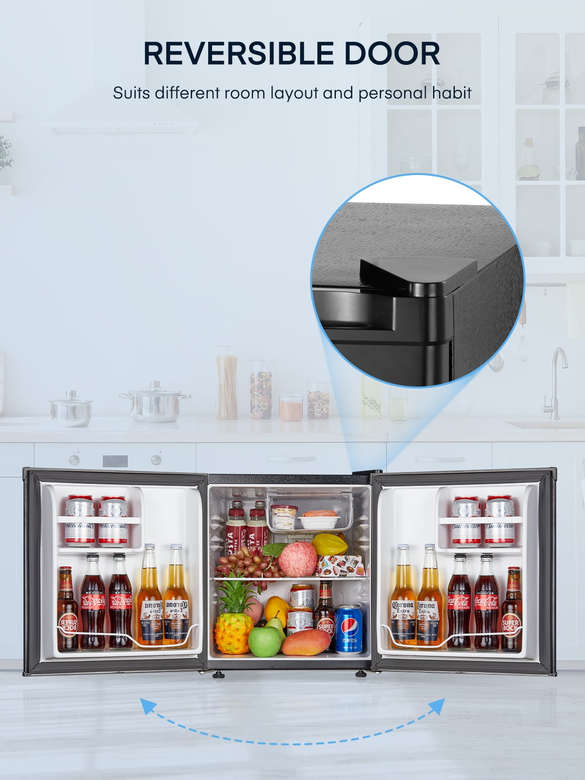 1.6 Cu.ft Fridge with Freezer, Small Fridge for Bedroom , Stainless Steel