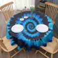 thumbnail image 3 of Blue Tie Dye Mandala Pattern Round Tablecloth 60"x60",Wrinkle Wipeable Table Cloth for Kitchen Dining Room Picnic Patio Party, 3 of 6