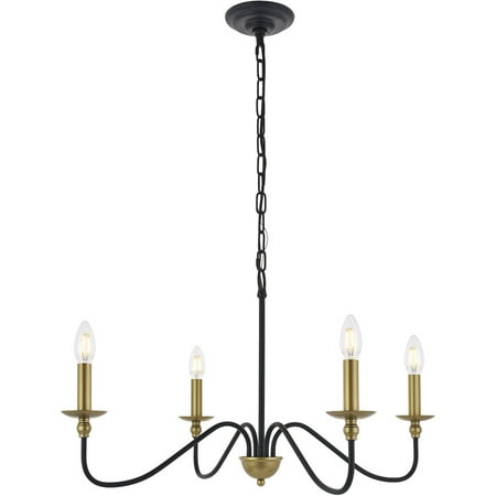 

Matte Black and Brass Tone Finish Pendants 30 Wide E12 Bulb Type 4 Light Fixture