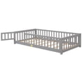 thumbnail image 5 of Twin size Floor Platform Bed for Kids, Wood Platform Bed with Safety Guardrails and Door, Low Profile Montessori Bed Frame with Slats Support, Easy Assembly,No Box Spring Needed ,Grey, 5 of 9