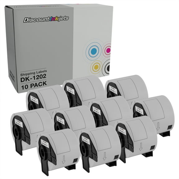 DI P-Touch Shipping Label Replacements Brother DK-1202 2.4" x 3.9" in 10pk Compatible with P-Touch: QL-1050, QL-1050N, QL-1060N, QL-500, QL-500EC, QL-550, QL-570, QL-570VM, QL-580N, QL-650TD