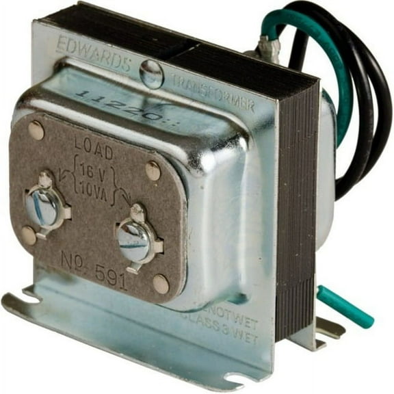 Edwards Signaling Class 2 Transformer, 10 VA, Not Rated, 16V AC, 120V AC 591
