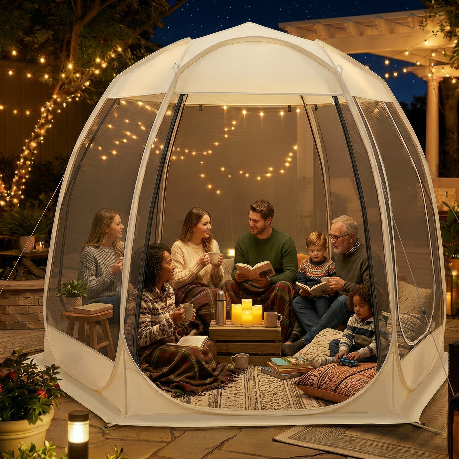 TABU Screen House Tent, 12x12ft Pop up Screen Tent, 8-10 Person Screened Canopy Tent with Carry Bag for Backyard & Outdoor Activities