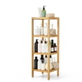 thumbnail image 1 of Garvee 4 Tier Wooden Shelf Rack, with Slatted Shelves, 12.9 x 12.9 x 18.5", Oak, 1 of 7
