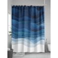 thumbnail image 5 of Boanket Polyester Fabric Navy Blue Ombre Shower Curtain, Modern Moire Gradient Watercolor Waterproof Bathtub Curtain Bathroom Decor Set with Hooks 36 x 78 Inches,, 5 of 6