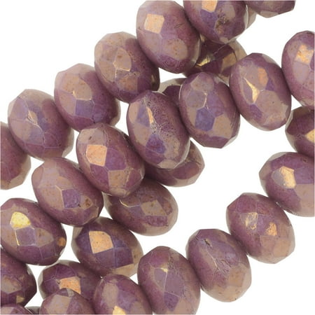 - Czech Fire Polished Glass, Donut Rondelle Beads 5x3.5mm, 50 Pieces, Violet Luster