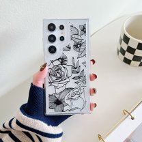 Pattern Clear Case for Samsung Galaxy S23 Ultra Cute Flower Floral Pattern Slim Case for Samsung Galaxy S23 Ultra Women Girls Shockproof Non-Yellowing TPU Bumper Protective Cover, Flower-C