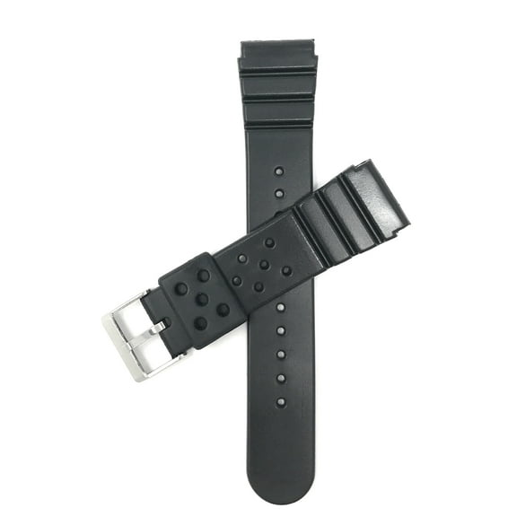 Bandini Mens 22mm Black Rubber Sports Watch Band Strap for Seiko Diver Models and more