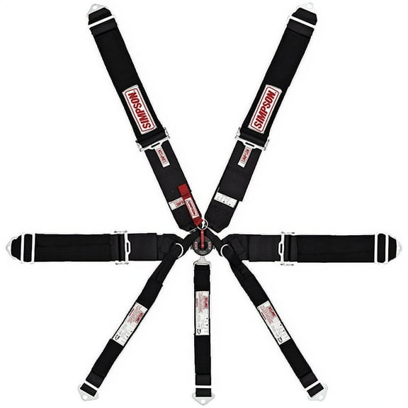 Simpson Racing 29115BK Drag Harness (Cam-Lock) - SFI 16.5 - 7-point - Pull Up -Bolt-In - Floor Mount - Black - Each