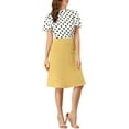 thumbnail image 2 of DARING DIVA Polka Dots Stand Collar Short Flare Sleeve Top XS White Black, 2 of 6