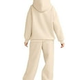 thumbnail image 4 of Women's Casual Hooded Sweatshirt and Wide-Leg Pants Tracksuit Set, for Winter Sports and Everyday Comfort,Beige,L, 4 of 6