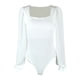 thumbnail image 5 of Mono de manga larga con cuello cuadrado para mujer - Conjunto informal de gasa para primavera/verano con tirantes ajustables, 5 of 7