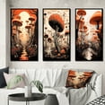 thumbnail image 1 of Designart "Vintage Mushroom Magic Mystical Landscapes I" Abstract Landscape Framed Wall Art Set Of 3 - Orange Abstract Landscapes Frame Gallery Set For Office Decor, 1 of 6