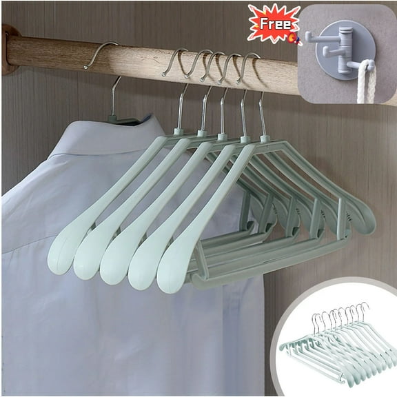Plastic Clothes Hanger, Extra Thick Plastic Wide Shoulder Adult 360 Degrees Rotate Slip Resistant Standard Clothing Hanger Ideal for Everyday Use,10 Pack