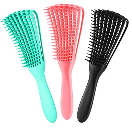 3 Pack Hair Detangler Brush forTextured 3a to 4c Kinky Wavy/Curly/Coily/Wet/Dry/Oil/Thick/Long Hair, Detangling Brush for Natural, Exfoliating Your Scalp for Beautiful