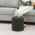 thumbnail image 4 of Joveco Modern Round Ottoman with Soft Padded Seat, Upholstered Padded Vanity Stool Footrest for Makeup Living Room Bedroom Home Office, Deep Green, 4 of 15