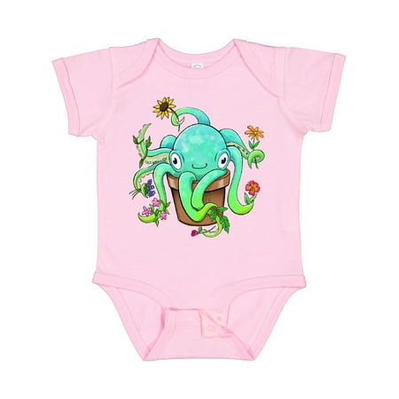 

Inktastic Octopus As Potted Plant Gift Baby Boy or Baby Girl Bodysuit
