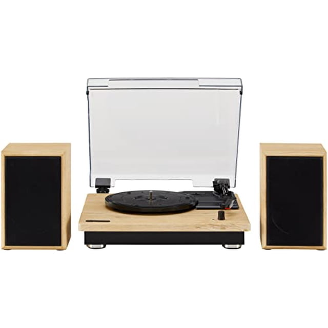 Crosley CR6043A-NA Brio Sistema de estante giratorio Bluetooth con altavoces incluidos, natural
