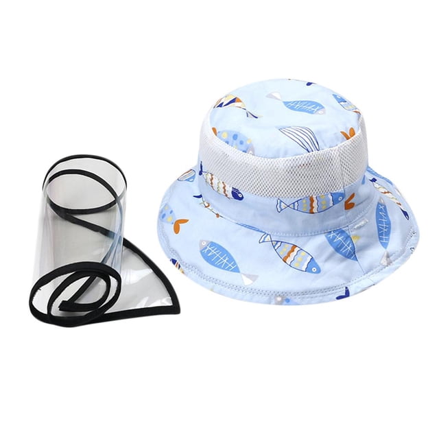 Cara reutilizable para niños, sombrero de protección a prueba de polvo, arena, saliva, protección contra salpicaduras, seguridad, sombrero de protecci Pescado 54cm perfke Sombrero Anti Escupir para Niños
