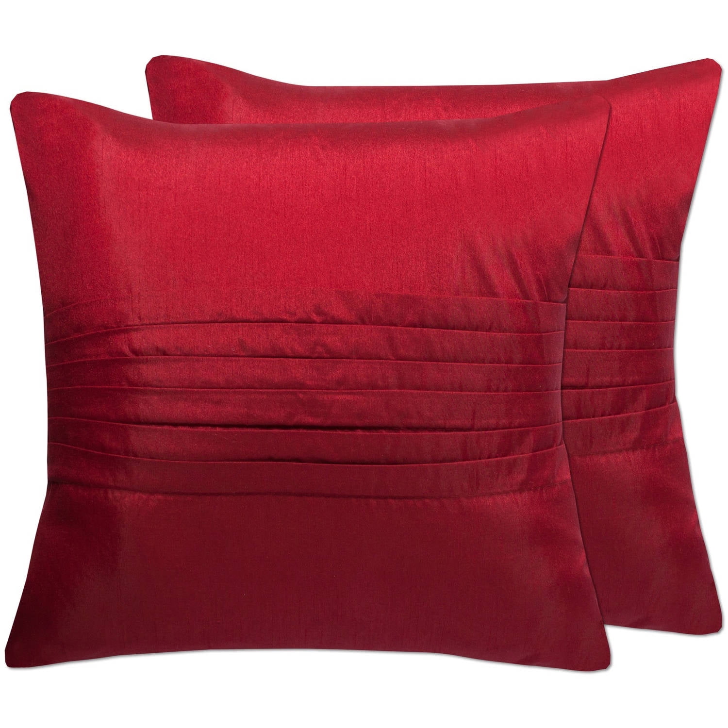 Holly Tuxedo Pleat 18" x 18" Faux Silk Throw Pillows, Set of 2