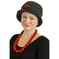 thumbnail image 2 of Lady Rose Fleece Flower Cloche Hat for Chemo & Cancer Patients (BLACK AND RED), 2 of 2