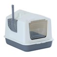 thumbnail image 3 of perfeclan Enclosed Cat Litter Tray Kitty Litter Pan Reusable with Door for Small Animals Rabbit Hooded Cat Litter Case Cat Litter Toilet Gray, 3 of 9