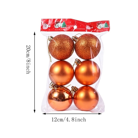 Christmas Ball Ornaments, 6 Pack 2.3 Inch Orange Plastic Shatterproof Hanging Christmas Tree Decorations with Storage Bag Holiday Decor
