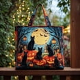 thumbnail image 6 of Shadoumai Halloween Quilted Tote Bag for Women, Pumpkin Black Cat Witch Hat Print Large Spacious Handbag, Reusable Shopping Bag, 6 of 8
