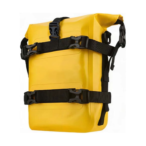 8L Yellow Motorcycle Bumper Frame Bag - IPX-7 Waterproof PVC & Polyester Saddlebag with Adjustable Shoulder Strap, Seamless Sealing, Buckle & Hook Mounting, 37x19x10cm, Blank No Logo Design, Water