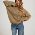 thumbnail image 4 of Edvintorg Womens Sweater Crew Neck Long Sleeve Casual Pullover Knit Sweaters Fall Winter Womens Fashion Khaki M, 4 of 9