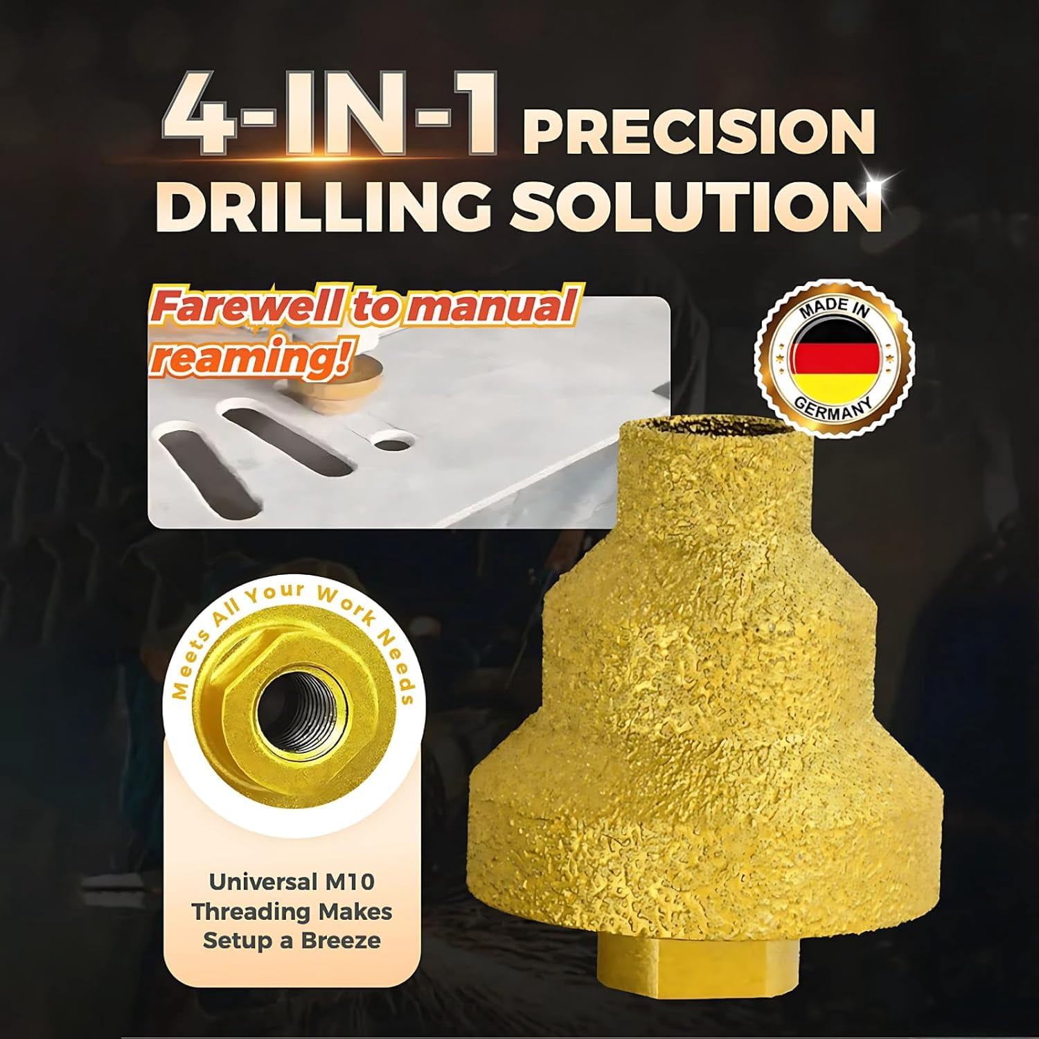 Effective Diamond Core Drill Bit, Diamond Core Drill Bit Set 20-35-50mm, Stepped Pagoda Hole Expander, Multi-Layer Chamfer Conical Reamer, for Ceramic Tile, Marble, Wood (Silver*2,M10)