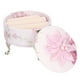 thumbnail image 3 of Mini taburete para casa de muñecas, mueble de tela suave, cubierta que se puede abrir, caja de almacenamiento de joyas con flores de encaje, color rosa, 3 of 14