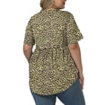 thumbnail image 4 of Womens Plus Size Shirts Flowy Button Tops Fashion Short Sleeve Cute Cozy V Neck Leopard Print Tunics 5X, 4 of 6