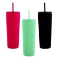 thumbnail image 1 of Vaso recto Textura diamante doble pared 700 ml con popote Rosa, 1 of 7